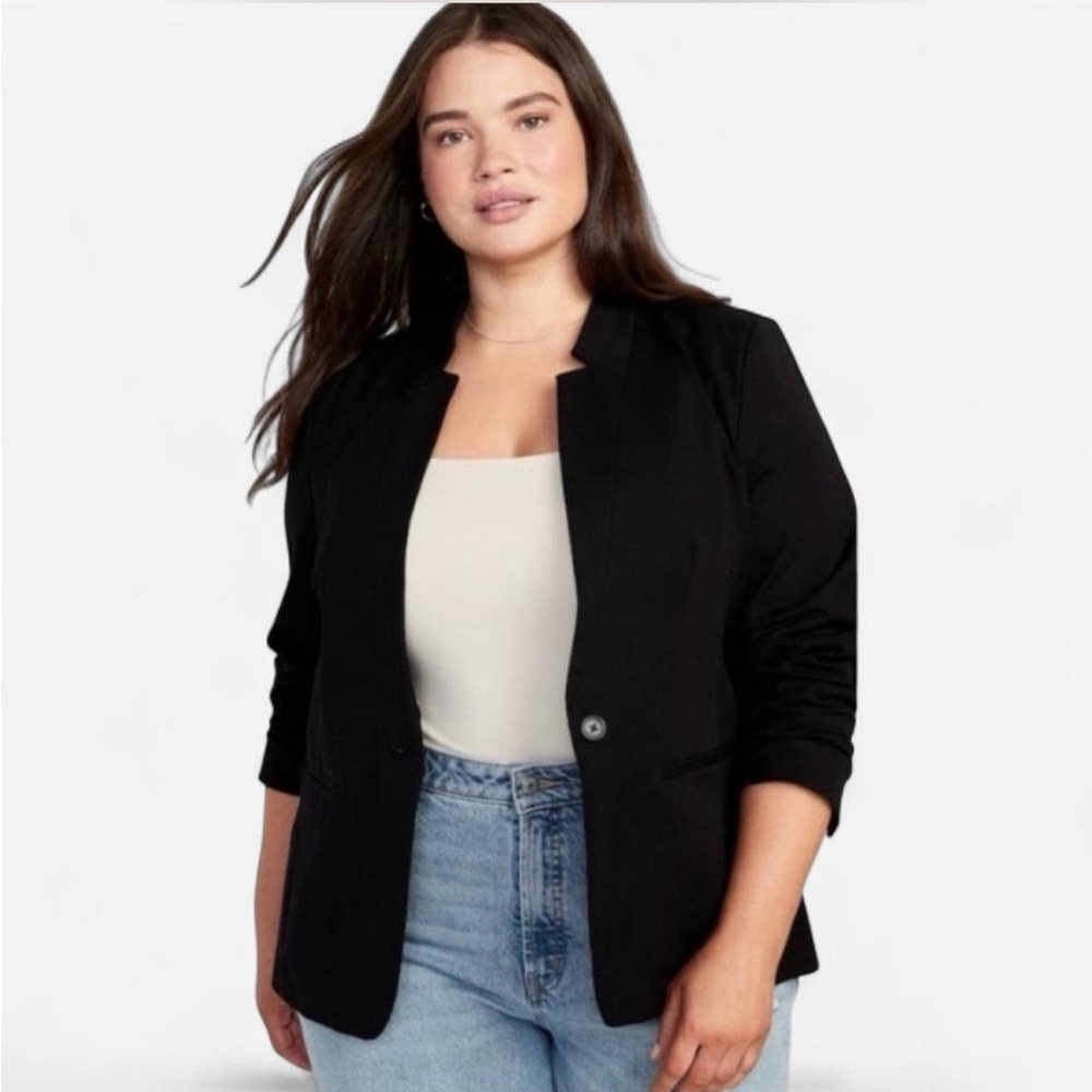 Old Navy blazer black 2x plus pixie notched collar office jacket suit coat